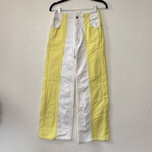 UO BDG White & Yellow Colorblock High and Wide Striped Jeans Size 24